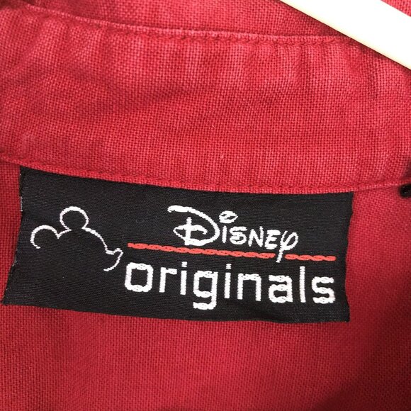 Disney Originals Shirt Mickey Mouse Embroidered Men Button-Up XL 100% Cotton Red - Picture 2 of 11